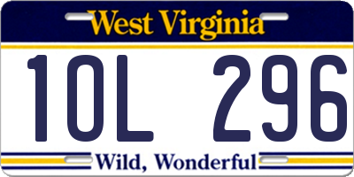WV license plate 1OL296