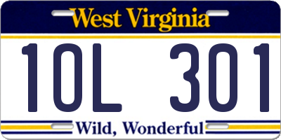 WV license plate 1OL301