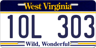 WV license plate 1OL303