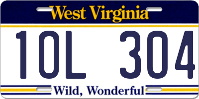 WV license plate 1OL304