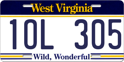 WV license plate 1OL305