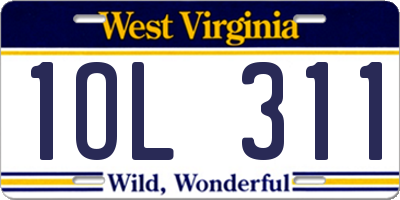 WV license plate 1OL311