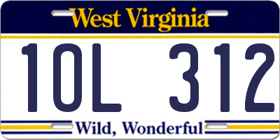 WV license plate 1OL312