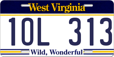 WV license plate 1OL313