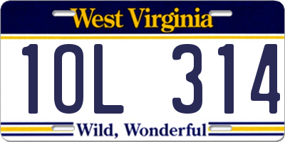 WV license plate 1OL314