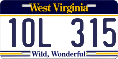 WV license plate 1OL315
