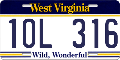 WV license plate 1OL316