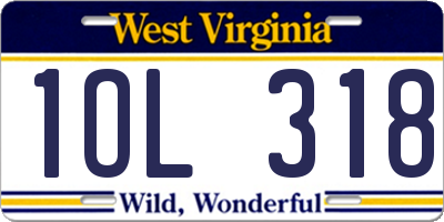 WV license plate 1OL318