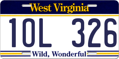 WV license plate 1OL326