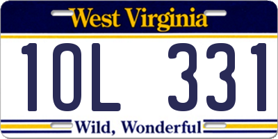 WV license plate 1OL331