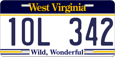 WV license plate 1OL342