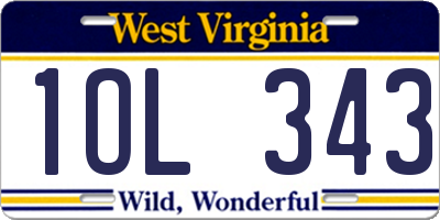 WV license plate 1OL343