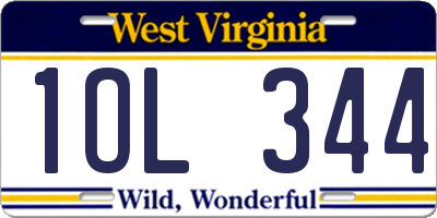 WV license plate 1OL344