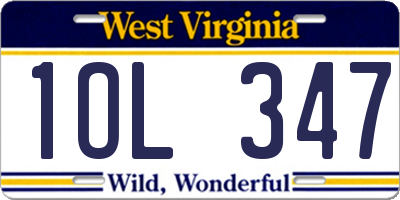WV license plate 1OL347