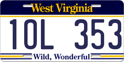 WV license plate 1OL353
