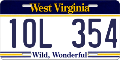 WV license plate 1OL354