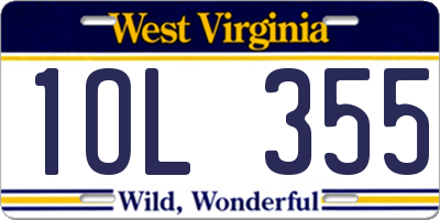 WV license plate 1OL355