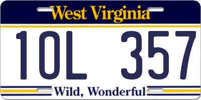 WV license plate 1OL357
