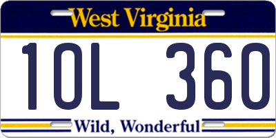 WV license plate 1OL360
