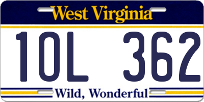WV license plate 1OL362