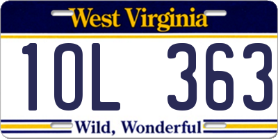 WV license plate 1OL363