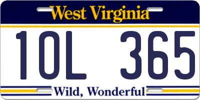 WV license plate 1OL365