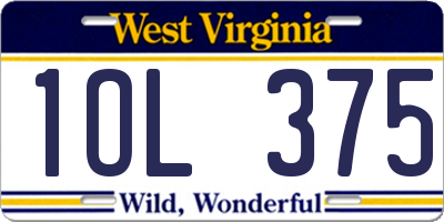 WV license plate 1OL375