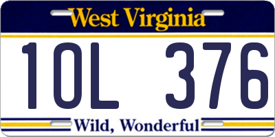 WV license plate 1OL376
