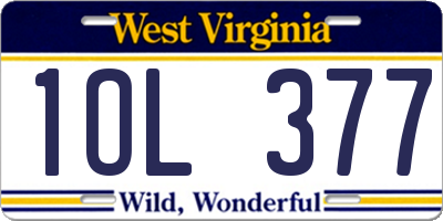 WV license plate 1OL377