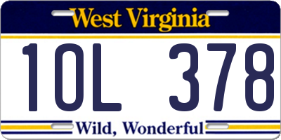 WV license plate 1OL378