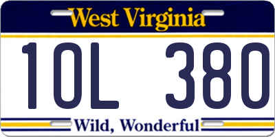 WV license plate 1OL380