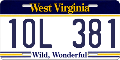 WV license plate 1OL381