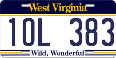 WV license plate 1OL383