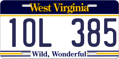 WV license plate 1OL385