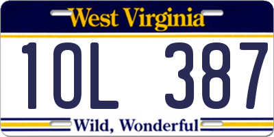 WV license plate 1OL387