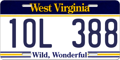 WV license plate 1OL388