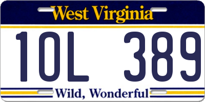 WV license plate 1OL389