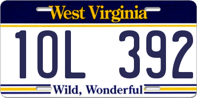WV license plate 1OL392
