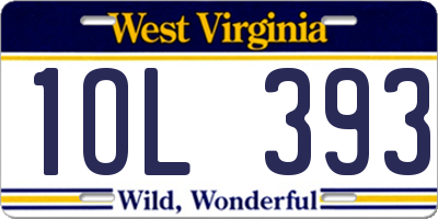 WV license plate 1OL393