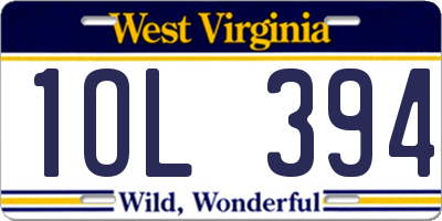 WV license plate 1OL394