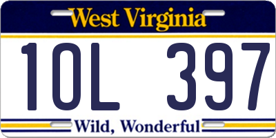 WV license plate 1OL397