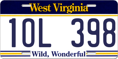 WV license plate 1OL398