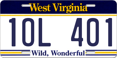 WV license plate 1OL401