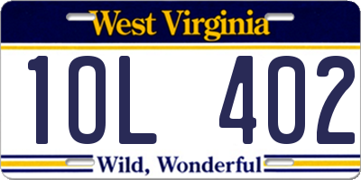 WV license plate 1OL402
