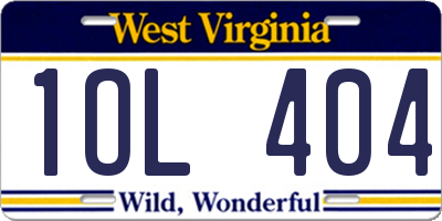 WV license plate 1OL404