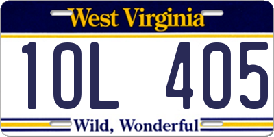 WV license plate 1OL405