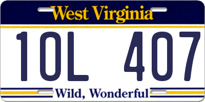 WV license plate 1OL407