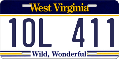 WV license plate 1OL411