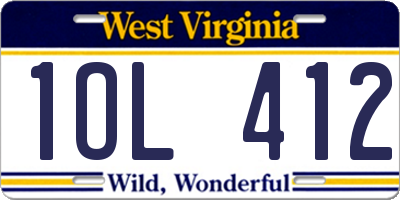 WV license plate 1OL412