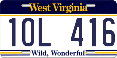 WV license plate 1OL416